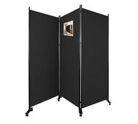 VOUNOT® Biombo Separador Plegable 3 Paneles Separador de Ambientes con Ruedas 262x30x180 cm Pantalla Privacidad Tela Poliéster Marco Metal Divisor Habitación para Oficina Dormitorio Interior Antracita