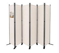 VOUNOT® Biombo Separador Plegable 6 Paneles Separador de Ambientes 340x30x164 cm Pantalla Privacidad Tela Poliéster y Marco Metal Divisor de Habitación para Hogar Oficina Dormitorio Interior Beige