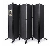 VOUNOT® Biombo Separador Plegable 6 Paneles Separador de Ambientes con Ruedas 340x30x171 cm Pantalla Privacidad Tela Poliéster Marco Metal Divisor Habitación para Oficina Dormitorio Interior Antracita
