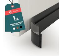 VOUNOT® Burlete Puerta Entrada Burlete Bajo Puerta Exterior Tira de Sellado Autoadhesiva para Exclusión de Corrientes de Aire Insonorización Aislamiento Acústico Antipolvo Cubre Puertas 5x100cm Negro