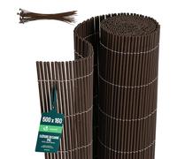 VOUNOT® Cañizo de PVC Imitación a Mimbre Cerramiento Mimbre Artificial en PVC Alta Durabilidad con Bridas Cañas Enteras de 7,5 mm Valla de Decoración para Jardín y Terraza Ocultación Exterior 1.6x5M