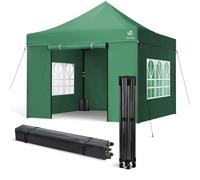 VOUNOT® Carpa Plegable Gazebo 3x3m Reforzado con 4 Paredes Laterales Sacos Arena y Bolsa de Transporte Cenador Resistente Pabellón de Jardín para Camping, Fiestas, Exterior, Color Verde