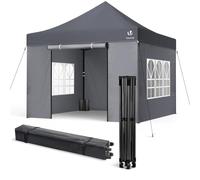VOUNOT® Carpa Plegable Gazebo 3x3m Reforzado con 4 Paredes Laterales Sacos Arena y Bolsa de Transporte Cenador Resistente Pabellón de Jardín para Camping, Fiestas, Exterior, Color Gris