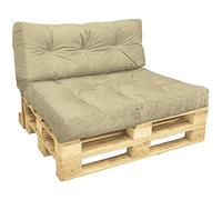 VOUNOT® Cojines para Palets 2-Piezas Set, Impermeable para Interior y Exterior, Cojín de Asiento 120x80 cm, Respaldo 120x40 cm, Beige