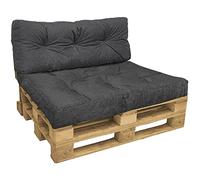 VOUNOT® Cojines para Palets 2-Piezas Set, Impermeable para Interior y Exterior, Cojín de Asiento 120x80 cm, Respaldo 120x40 cm, Gris