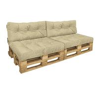 VOUNOT® Cojines para Palets 4-Piezas Set, Impermeable para Interior y Exterior, Cojín de Asiento 120x80 cm, Respaldo 120x40 cm, Beige