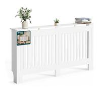 VOUNOT® Cubre Radiadores Cubierta Radiador 152x19x82cm Cubreradiador Blanco | Cubierta para Calefacción con Lamas Verticales Estante Superior Revestimiento Radiador para Sala de Estar Dormitorio Oficina