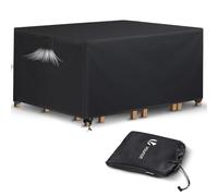 VOUNOT® Funda para Muebles de Jardín, Funda Protectora 420D Oxford Anti Viento Anti-UV, Cubierta Impermeable con Salidas de Aire Hebillas para Mesas Sillas Sofás Mobiliario Exterior 180x120x73cm