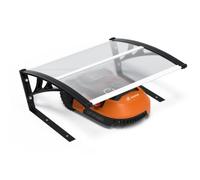VOUNOT® Garaje para Robot Cortacésped 82x80x46 cm Refuerzo ALU Transparente | Cobertura Cortacésped Robótico Techo Protección Cubierta Caseta para Automower Jardín Pies Metal Resistente a Lluvia Rayos UV