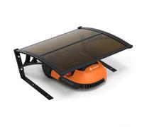 VOUNOT® Garaje para Robot Cortacésped 82x80x46 cm Refuerzo Aluminio Marrón | Cobertura Cortacésped Robótico Techo Protección Cubierta Caseta para Automower Jardín Pies Metal Resistente a Lluvia Rayos UV