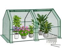 VOUNOT Invernadero de Jardín Mini 180x90x90 cm, con Techo en Punta y 2 Ventanas Enrollables con Cremallera, Cubierta PE Reforzada de 135g/m², para Semilleros, Plantas, Flores y Verduras, Verde