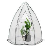 VOUNOT® Invernadero Forma de Cúpula Invernadero Jardín para Verduras y Flores, Cubierta PE Impermeable 135g/m² Estructura Metal, Invernadero Domo con Puerta de Cremallera Ventana, 160x160x180cm Blanco