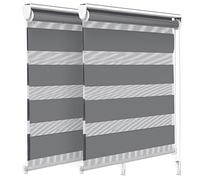 VOUNOT® Juego de 2 Estores Enrollables de Doble Capa Noche y Día, Persianas Enrollables Interior para Ventana, Translúcido y Oscurecido, Color Gris, 80 x 150 cm