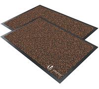 VOUNOT® Juego de 2 Felpudos Entrada casa, Alfombra Exterior para Puerta, Impermeable Antideslizante Lavable, Alfombra para Interior y Exterior, 40x60cm, Marrón-Negro