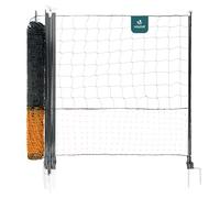 VOUNOT® Kit Valla de Red para Gallinas 30M con Puerta Malla Gallinero PE Resistente Rollo Cercado Valla Pollo Cerca Red Protección para Aves de Corral con Estaca Doble Punta para Pollos Jardín Naranja
