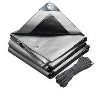 VOUNOT® Lona Impermeable Exterior 3x5m, Toldo Reforzado PE 180 g/m² Protección contra UV, con Ojales de Acero Inoxidable y Cuerda, para Leña, Muebles, Jardín, Piscinia, Vehículos, Gris-Negro