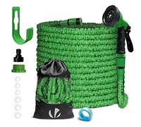 VOUNOT® Manguera Extensible 30m, Manguera Flexible Jardín con Pistola Rociadora de 10 Funciones, Conectores de 1/2 y 3/4 Pulgadas Bolsa de Almacenamiento, Verde