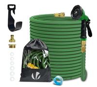 VOUNOT® Manguera Extensible 30m, Manguera Flexible Jardín con Pistola Rociadora de 10 Funciones, Conectores de Latón de 1/2 y 3/4 Pulgadas Bolsa de Almacenamiento, Verde