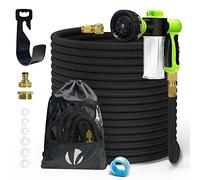VOUNOT® Manguera Extensible 30m, Manguera Flexible Jardín con Pistola Rociadora de 8 Funciones y Dispensador de Jabón, Conectores de Latón de 1/2 y 3/4 Pulgadas Bolsa de Almacenamiento, Negro