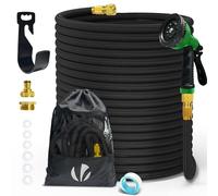VOUNOT® Manguera Extensible 45m, Manguera Flexible Jardín con Pistola Rociadora de 10 Funciones, Conectores de Latón de 1/2 y 3/4 Pulgadas Bolsa de Almacenamiento, Negro