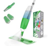 VOUNOT® Mopa Spray, Mopa con Pulverizador, Fregona con Vaporizador, con 2 Almohadilla de Microfibra y 1 Rasqueta de Ducha, 650ml, Verde