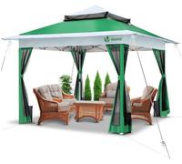 VOUNOT® Pabellón de 3,6 x 3,6 m, tienda de campaña para fiestas tipo "pop-up" con laterales de malla y techo doble, color verde