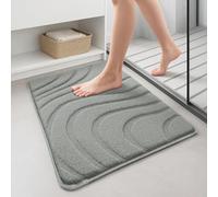 VOUNOT® Pack de 2 Alfombra de Baño Antideslizante 40 x 60 cm, Alfombrilla Súper Absorbente y Extra Gruesa de Microfibra con Relieve Ondulado Lavable a Máquina, Suave y Acolchada, Gris