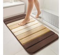 VOUNOT® Pack de 2 Alfombra de Baño Antideslizante 50 x 80 cm, Alfombrilla Súper Absorbente y Extra Gruesa de Microfibra con Diseño Degradado Lavable a Máquina, Suave y Acolchada, Beige
