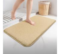 VOUNOT® Pack de 2 Alfombra de Baño Antideslizante 60 x 90 cm, Alfombrilla Súper Absorbente y Extra Gruesa de Microfibra Lavable a Máquina, Suave y Acolchada, Beige