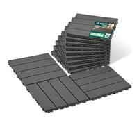 VOUNOT® Set de 22 Baldosas de Exterior 30x30 cm 2 m² Suelo Terraza Balcón Losetas Antideslizantes con Drenaje Azulejos de Entrelazados para Jardín Patio Baldosas Encajables Fácil Instalación Antracita