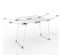 VOUNOT® Tendedero de Ropa Plegable Extensible, 25m de Tendido Gran Capacidad con Alas Laterales y Pinzas, para Interior y Exterior, 175x92x106cm, Blanco