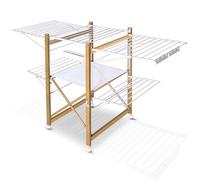 VOUNOT® Tendedero Ropa Plegable, Tendedor Extensible con Alas Laterales y Malla de Secado, Superficie de Tendido de 30m, Móvil con Ruedas para Interior y Exterior, 180x61x105cm, Blanco