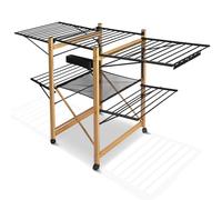 VOUNOT® Tendedero Ropa Plegable, Tendedor Extensible con Alas Laterales y Malla de Secado, Superficie de Tendido de 30m, Móvil con Ruedas para Interior y Exterior, 180x61x105cm, Negro