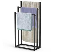 VOUNOT® Toallero de Pie de 3 Niveles Toallero Escalera con 3 Barras para Colgar Toallas Toallero Múltiple Triple de Metal 45x22x86cm Soporte y Estante de Secado de Toalla para Baño Aseo Lavadero Negro