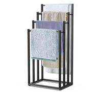 VOUNOT® Toallero de Pie de 4 Niveles Toallero Escalera con 4 Barras para Colgar Toallas Toallero Múltiple Marco de Metal 45x33x101cm Soporte y Estante de Secado de Toalla para Baño Aseo Lavadero Negro