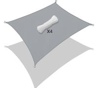 VOUNOT® - Vela solar rectangular, incluye cuerdas de sujeción. Impermeable, protección solar, ideal para balcones, jardines y terrazas. Dimensiones: 3x4 metros. Color: gris