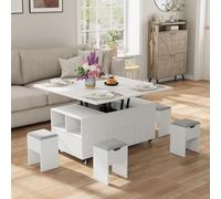 VOWNER Mesa de Centro Elevable Extensible (Blanco)