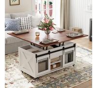VOWNER Mesa de Centro Elevable Extensible (Nogal)