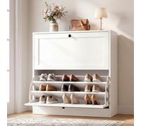 VOWNER Zapatero 2 Puertas, Zapatero Estrecho 30cm Fondo, Zapatero Entrada Recibidor, Mueble Auxiliar Pasillo, Zapatero Madera, para Entrada y Recibidor (Blanco)