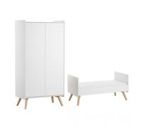 Vox vintage blanco y madera cama abatible 70x140 y armario 2 puertas