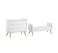 Vox vintage blanco y madera cama abatible de 70x140 y arcón de 3 cajones
