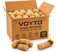 VOYTO 200 encendedores naturales para quemadores de leña, encendedores para estufa, horno de pizza, leña y quemador de leña, arrancadores de fuego de lana de madera para estufas, encendedores de fuego
