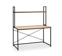 VS Venta-Stock Escritorio Industrial Negro Carmen con Estante de 120cm BLACK