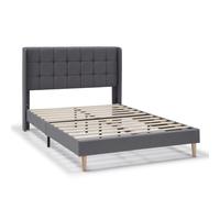 VS Venta-Stock - Estructura de Cama tapizada Esther de 30 cm, 150x190 cm, color Gris oscuro