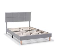 VS Venta-Stock Estructura de cama tapizada Silvi de 30 cm Gris Claro