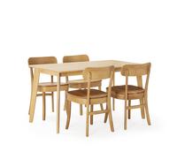 VS Venta-Stock Juego de mesa 140x80 cm y 4 sillas de comedor Nala