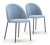 VS Venta-stock Set de 2 sillas Comedor Kenia tapizadas Azul, certificada por la SGS, 43 cm (Ancho) x 47 cm (Profundo) x 78,5 cm (Alto)