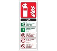 vsafety 11004 AC-R señal de extintor, CO2 ID, plástico rígido, vertical, 75 mm x 200 mm, color negro/verde/rojo
