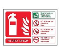 vsafety 11021 al-r señal de extintor, Hydro Spray ID", plástico rígido, paisaje, 150 mm x 100 mm, verde/rojo