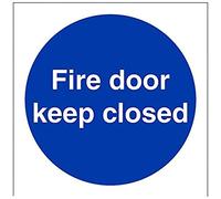 vsafety 18017 af-r "Fire puerta Keep cerrada" Signs, 1 mm plástico rígido, cuadrado, 100 mm x 100 mm, color azul